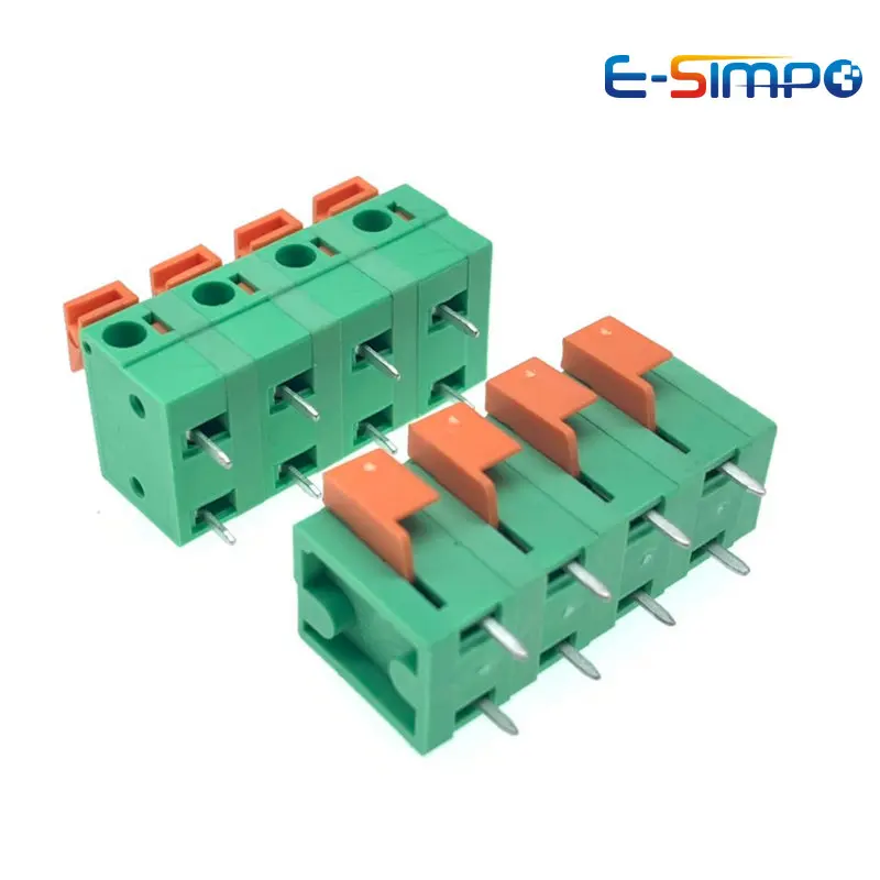 100pcs 7.62mm 142V 142R 0.3in 2-12Pin Vertical Right Angle Horizontal 250V10A Spliceable CE Rohs PCB Spring Wire Terminal Block