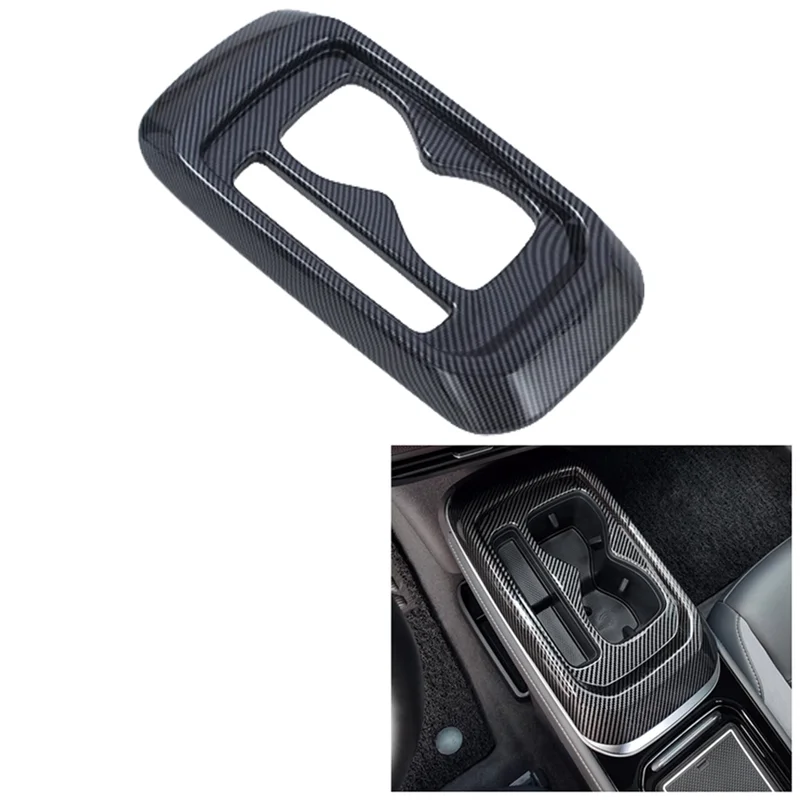 Car Carbon Fiber Center Console Gear Shift Panel Water Cup Holder Cover Trim Stickers for-VW ID.4 CROZZ 2021 2022