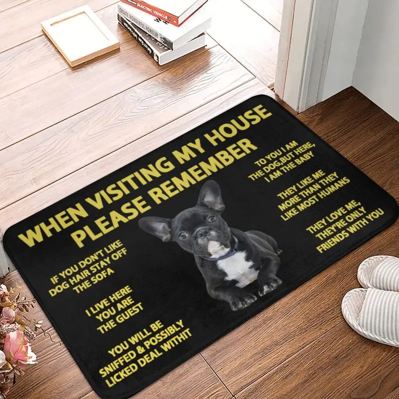 Personalized French Bulldog Doormat Mat Anti-Slip Frenchie Dog Bathroom Kitchen Garage Rug Carpet 40*60cm