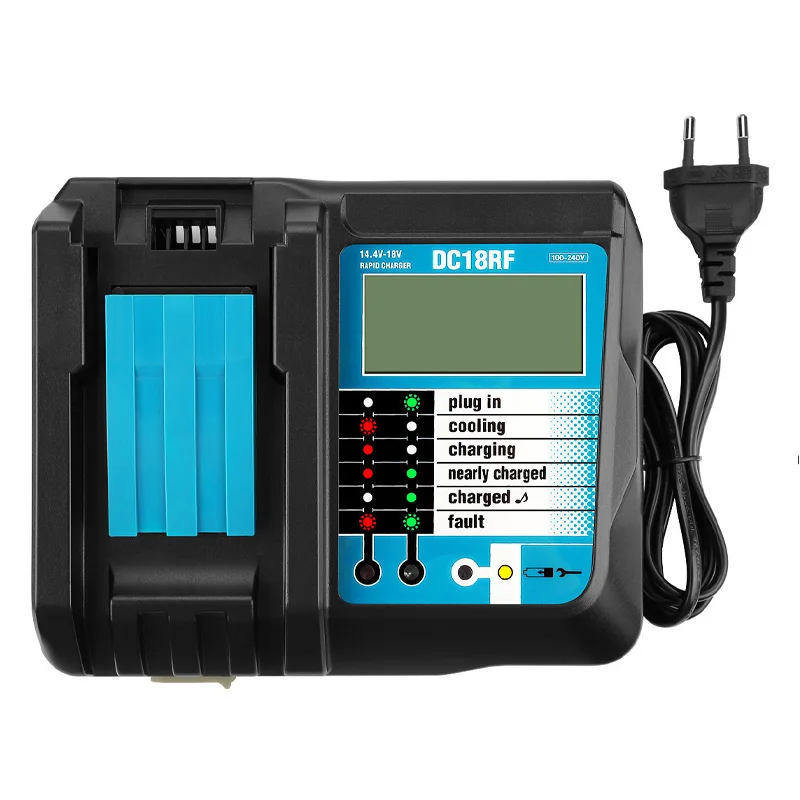 DC18RF Replacement Battery Charger for Makita 14.4V/18V Li-ion Battery with LCD Screen Charging for BL1830 BL1815 BL1430 BL1850