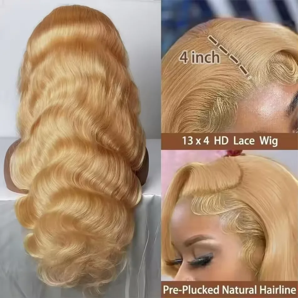 30# Honey Blonde Wig Human Hair 30 Inch 13x6 Hd Lace Frontal Wig 200 Density Body Wave 13x4 Transparent Lace Front Wig For Women image 2