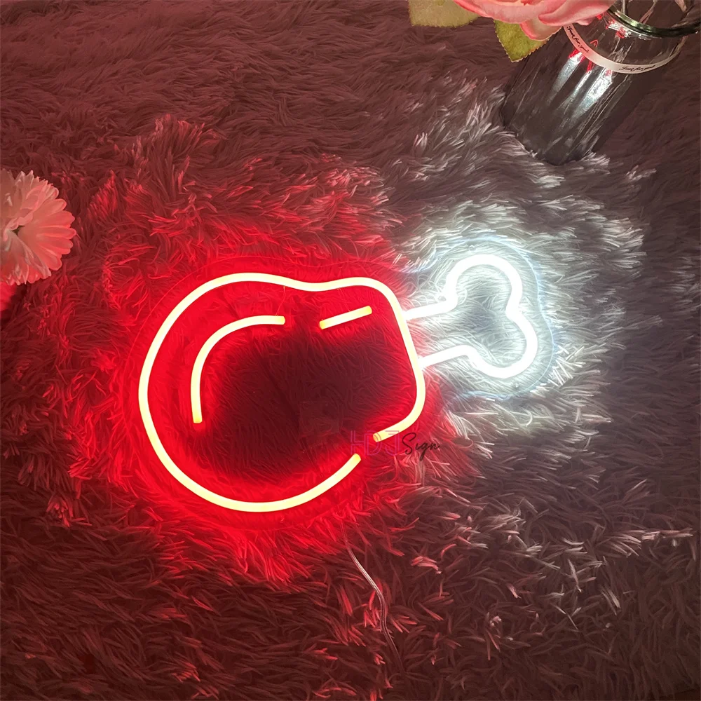 النيون Led تسجيل الدجاج الساق مخصص Led أضواء ليلية تسجيل USB لغرفة جدار ديكور متجر المواد الغذائية الديكور لافتة مصابيح النيون
