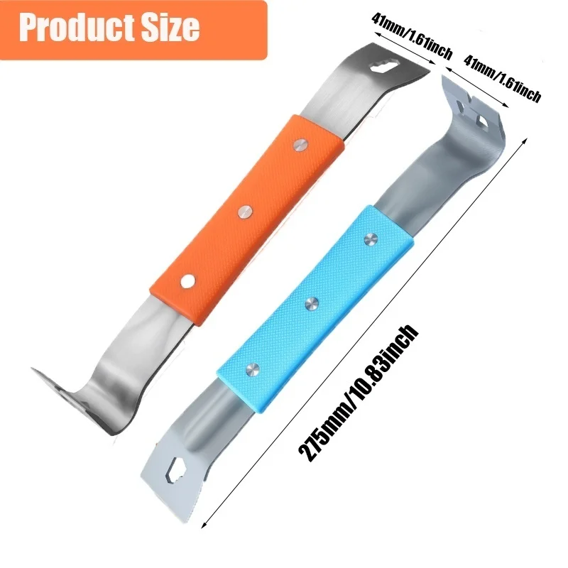 Stainless Steel Pry Bar M4 Hexagon Socket and Wrench Angle Head Nail Puller for prying lifting pulling Multifunctional Flat Pry