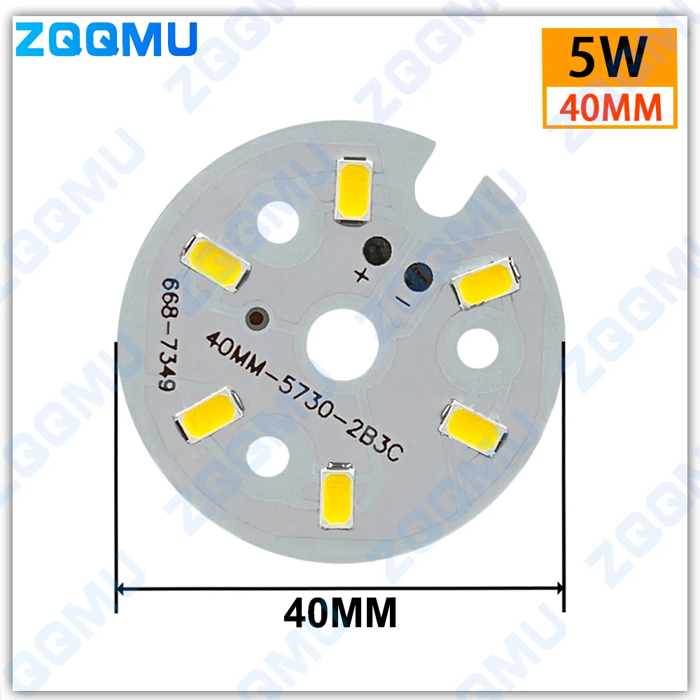 10 sztuk 5W 40mm 50mm DC15-17V 300mA LED PCB tablica świetlna zainstalowane SMD 5730 chipy LED dla majsterkowiczów kryształowa ciepła biała żarówka