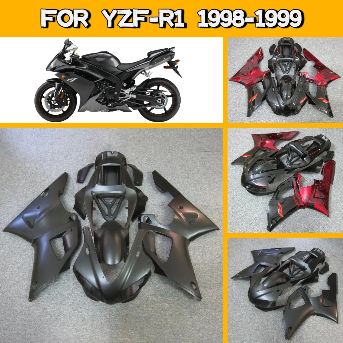 

Комплект обвесов из ABS-пластика для Yamaha YZF R1 1998-1999 годов, полный комплект, на заказ