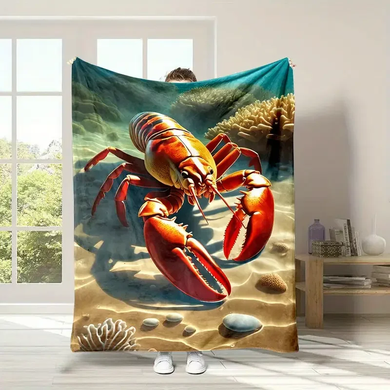 

Фланелевое одеяло с принтом морского лобстера подходит для постельного белья, офиса, дома, кемпинга, теплого, дивана, кровати, Рождества, Хэллоуина.