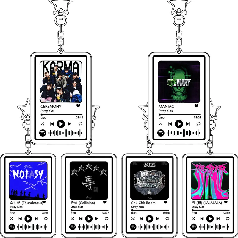 

Popularity StrayKids Music Pendant Star Creativity Student Bag Decor Keychain Idol Kpop Key Ring Album Portable Birthday Gift