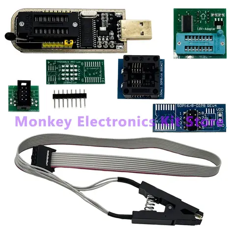 CH341A/B  Programmer Module DIY KIT 24 25 Series EEPROM Flash BIOS USB  + SOIC8 SOP8 Test Clip For EEPROM 93CXX / 25CXX / 24CXX