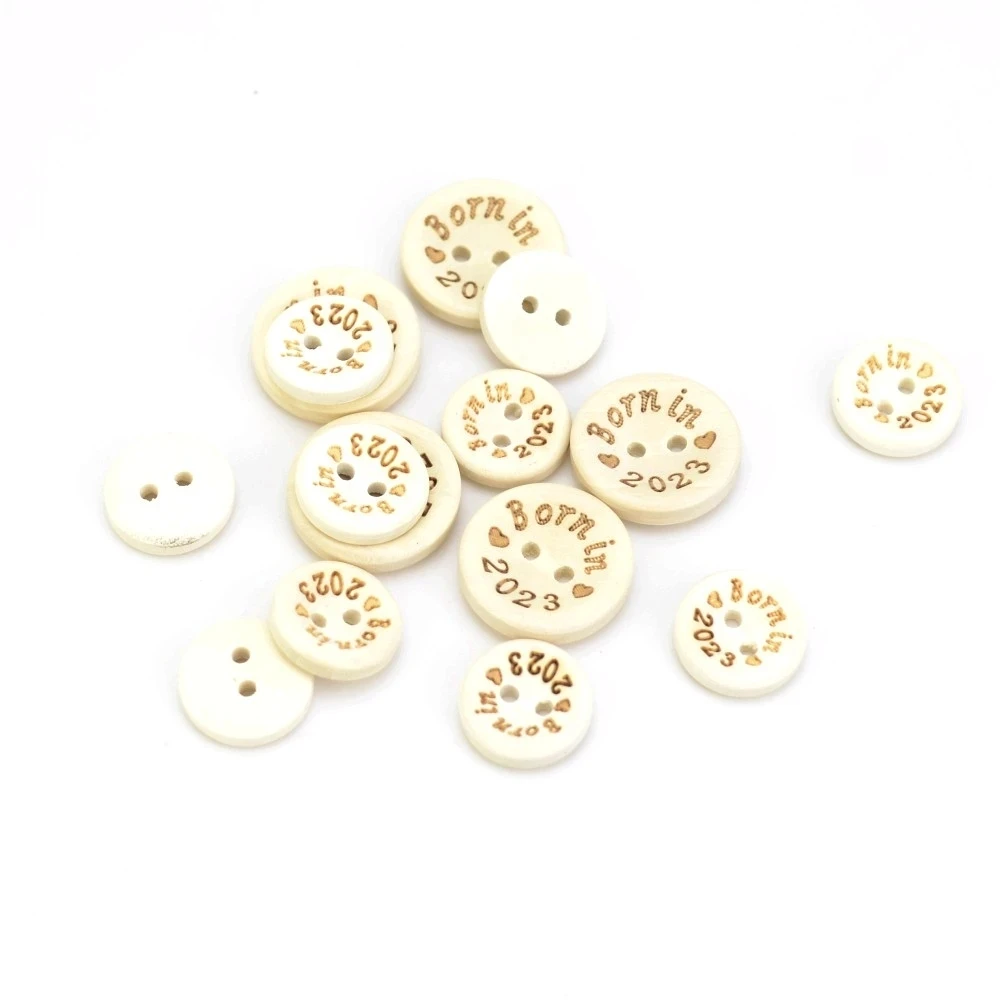 50Pcs 2Hole Natural Wooden Buttons handmade with love wood Button For Scrapbooking Craft DIY Baby Clothing Sewing Accessories