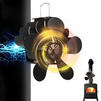 Manyetik Soba Fanı, Mıknatıslı Kütük Brülör Fanı, Baca Fanı Sessiz, Soba Baca Borusu Fanı 4 Bıçak, Isı ile Çalışan Ahşap Brülör Fanı