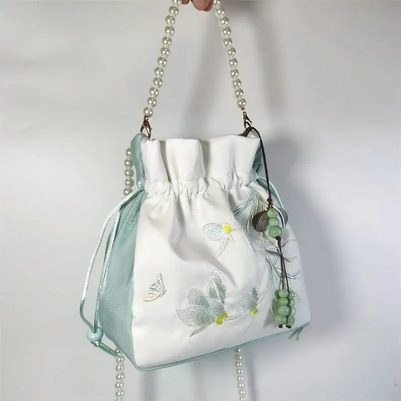 

1 шт., винтажная вышитая сумка Hanfu, Cheongsam, сумка с кисточками и шнурком, сумка на плечо, повседневный кошелек для монет, женский подарок для девочек