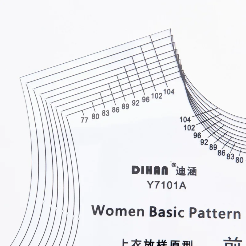 Reusable Plastic Pattern Ruler with Adjustable Sizes (77-104cm Bust) - Nine Sizes in One, Ideal for Sewing Women's Garments