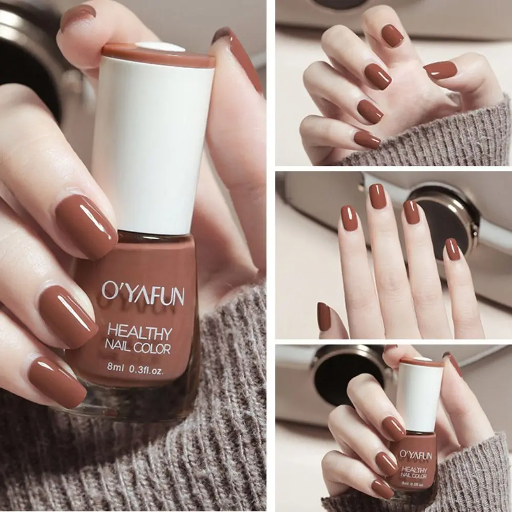 광택 8ml 매니큐어 노 베이크 빠른 건조 찢어지는 네일 아트 매니큐어 거짓 손톱 네일 아트 오일리 무드 매니큐어 여성