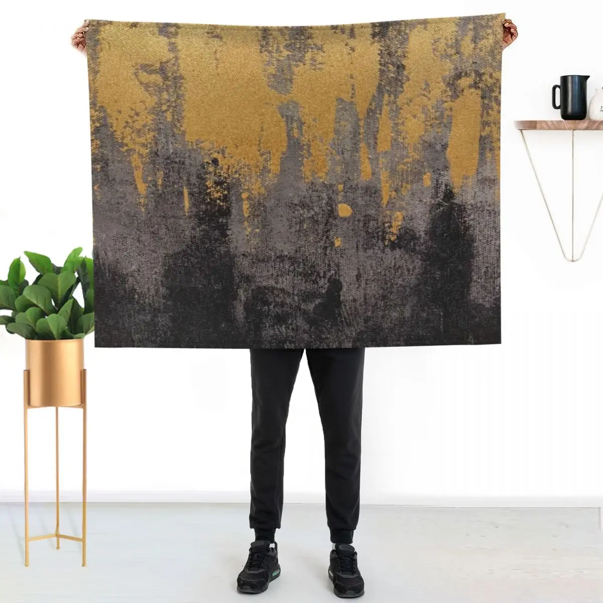 

Black and gold pattern Throw Blanket Warm Comfortable Blanket for Office Napping