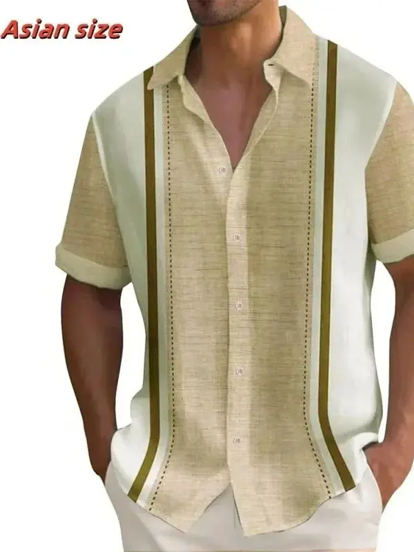 

Slim Fit Color Blo Print Lapel T-irt Faion Urban Sle Long Sve Polyester Fiber irt for Men Youth Casual Wear