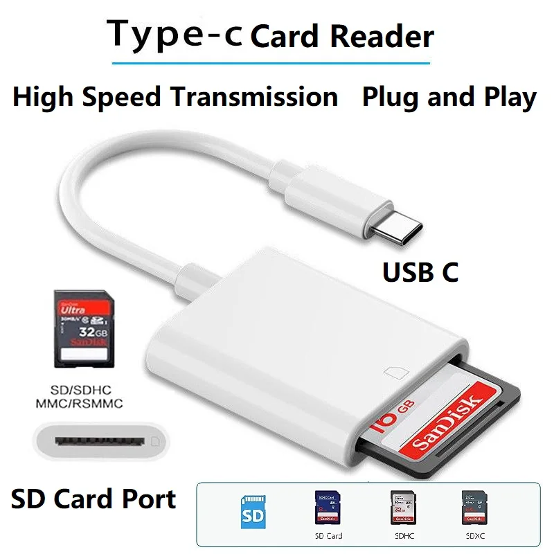 Lightning to SD Card Reader for iPhone Type C SD Memory Card Reader Adapter for Samsung VIVO Xiaomi OPPO MacBook Air