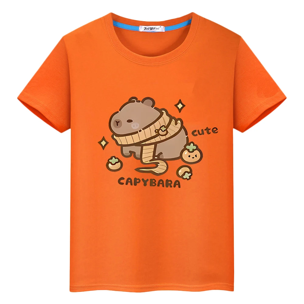 

Capybara print t shirt for kids boy10year anime Short y2k one piece Capybara 100%CottonCute Tees Tops pride tshirt girl clothes