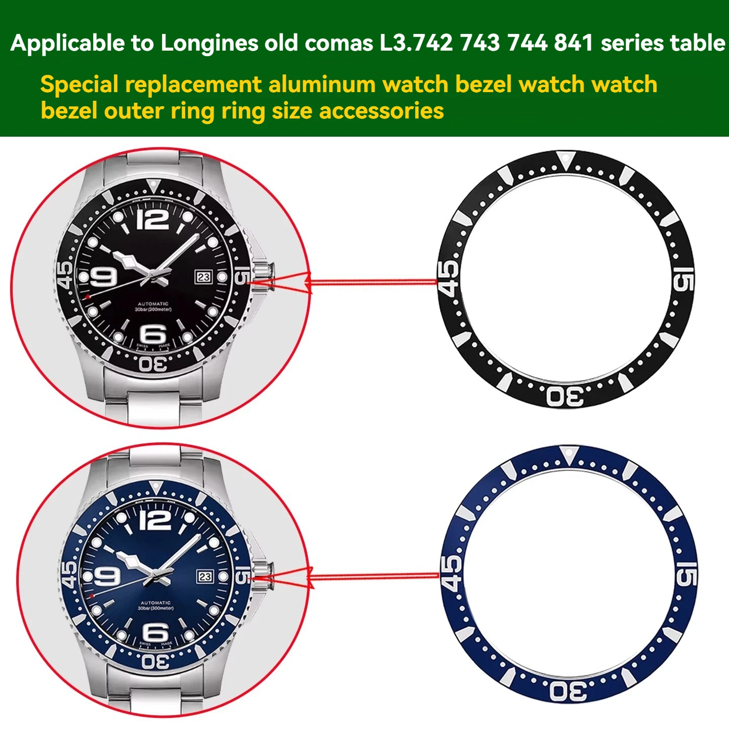 

Dial scale circle For Longines old model Kangkas outer ring L3.742/741 L3.841 44/41/39mm aluminum ring accessories