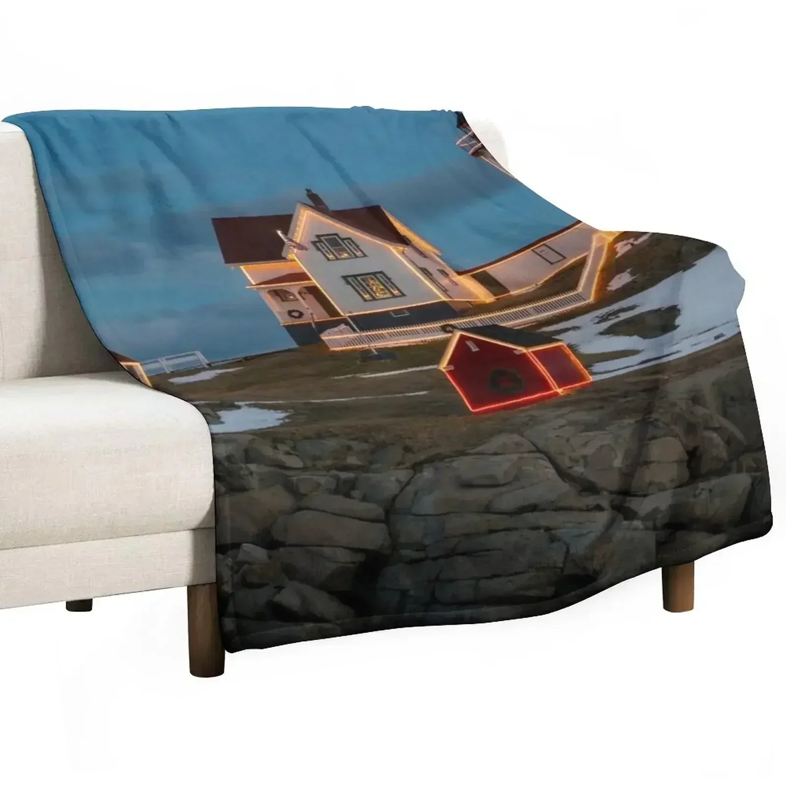 Nubble Lighthouse, York, Maine Jigsaw Throw Blanket Polar Beautifuls Fashion Sofas Decorative Sofa Blankets