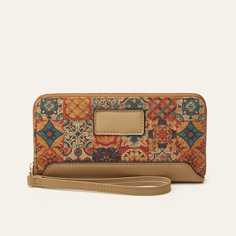 3pcs Wallets Cork Leather Bohemia National Printing Multifunctional Long Card Holder Mix Color