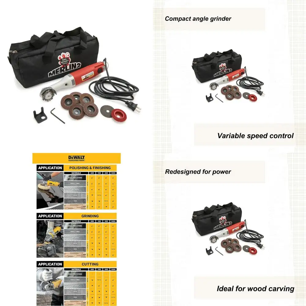 

Комплект угловой шлифовальной машины с электроинструментом Merlin 2. для тяжелых шлифовок и полировки.