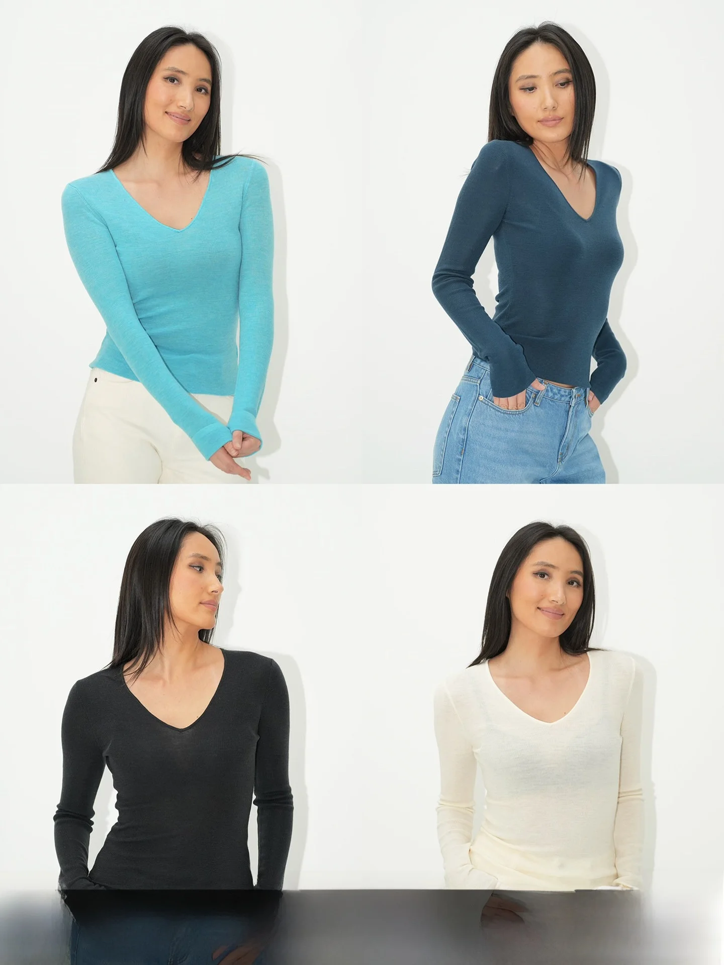 

Свитер WellD Biella Yangzi 00 из особо тонкой мериносовой шерсти с V-образным вырезом для женщин: модная мягкая шерстяная вязаная одежда, рекомендуемая для многослойных образов