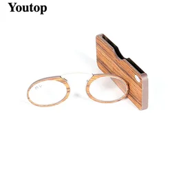 Vintage Oval Round Wood Readers Nose Clip Pince Nose Reading Glasses and Glasses Case comfortable 1.0 1.5 2.0 2.5 3.0 LH239