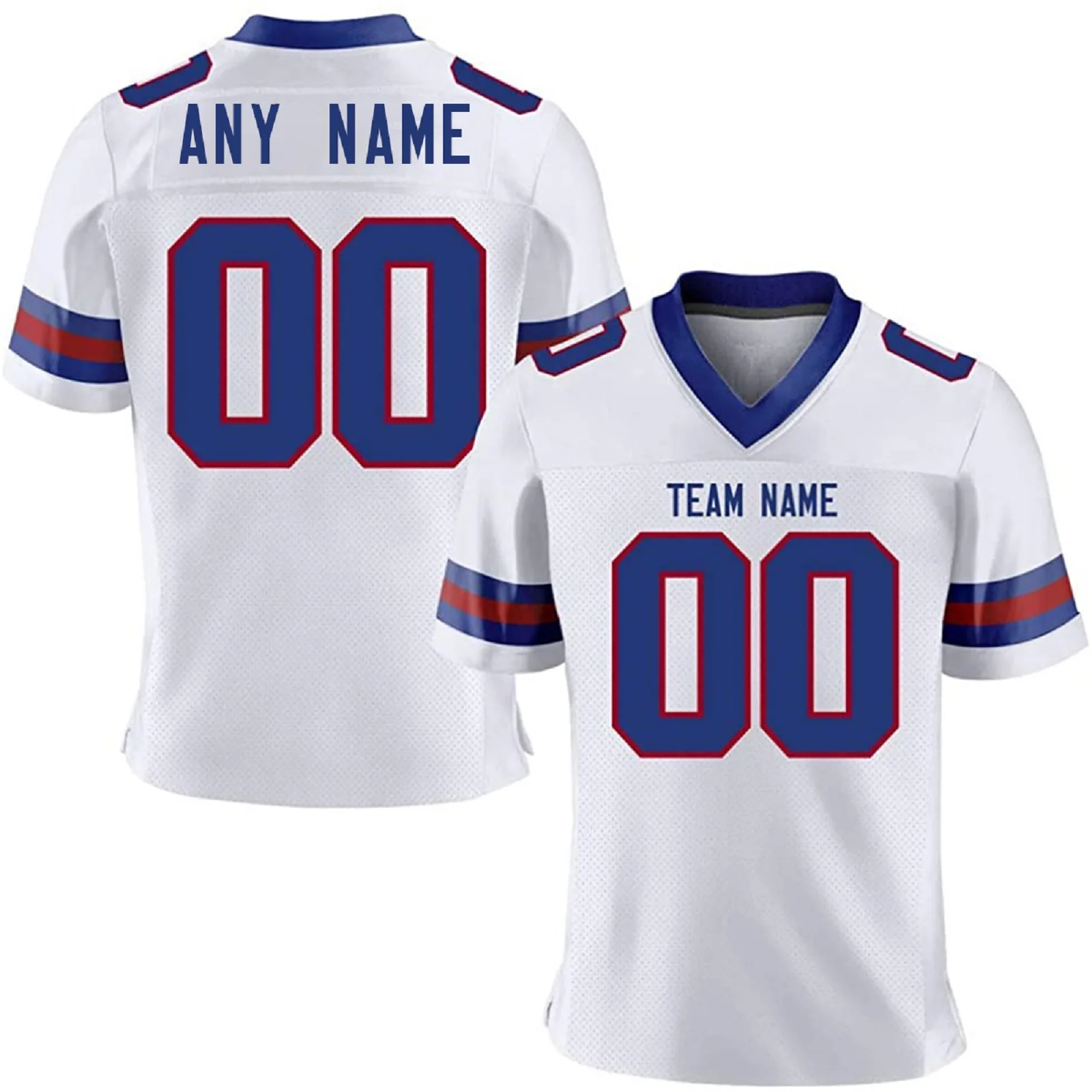 Custom American Football Jersey Personalized Blue White Team Printed Name Number Shirt Men Women Youth Kids Training Uniform