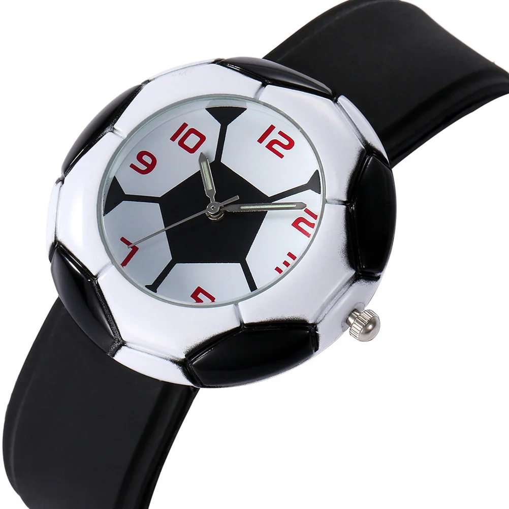 1 pz orologio da calcio con luce notturna modello cartone animato cinturino in silicone al quarzo regalo di compleanno favore nero