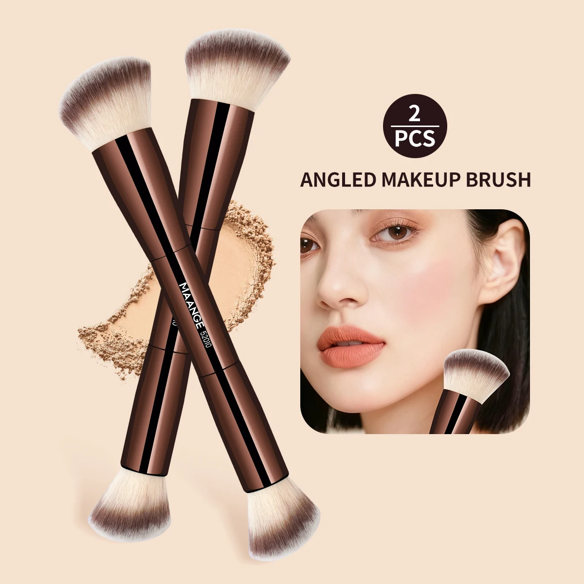 

MAANGE 2pcs Makeup Brushes Double Head Foundation Concealer Bronzer Makeup Brushes Soft Dense Fiber Hair Cosmetic Beauty Tools