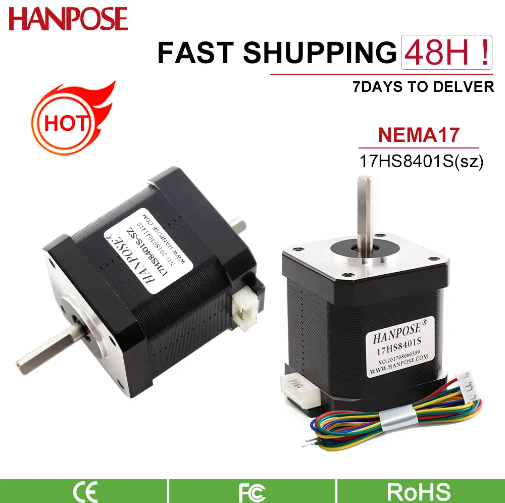 HANPOSE For 3D Printer1PCS 4-Lead Nema17 Stepper Motor 42 Motor Nema 17 Motor 42BYGH48 1.7A  17HS8401S  With DuPont Line