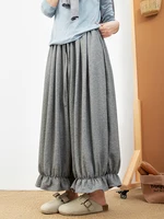 New Women's High Waist Wide Leg Cropped Pants, Retro Loose Lantern Pants, Spring Autumn Sweet Ruffled Casual Trousers. - Image 4