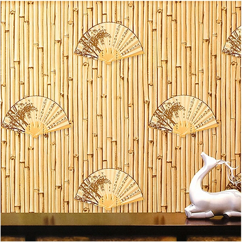 Chinese Fan 3D Wallpaper Teahouse Study Hotel Restaurant Background Home Decoration Japanese Bamboo Classical PVC Wall Sticker