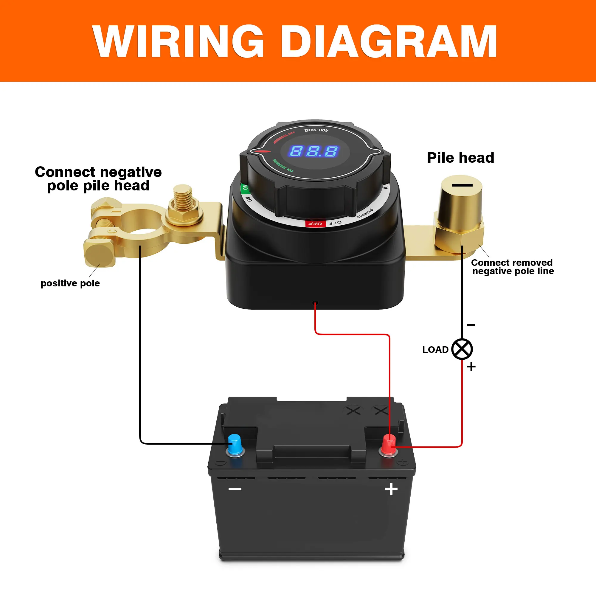 

MICTUNING Battery Disconnect Switch with Voltmeter DC 5-80V Master Isolator On Off Kill Switch Power Cut/Shut Off Switch for Car