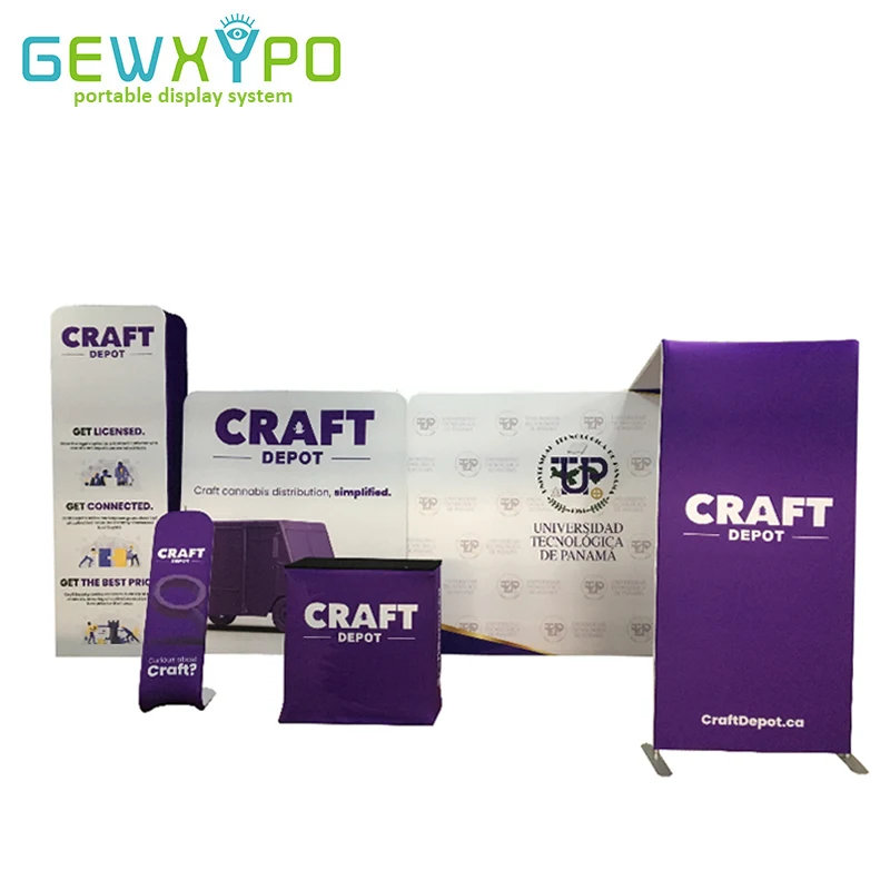 6mX3m Booth Size Easy Set Up Stretch Fabric Banner Advertising Backdrop Display Stand With Hard Case Podiums(Include all)