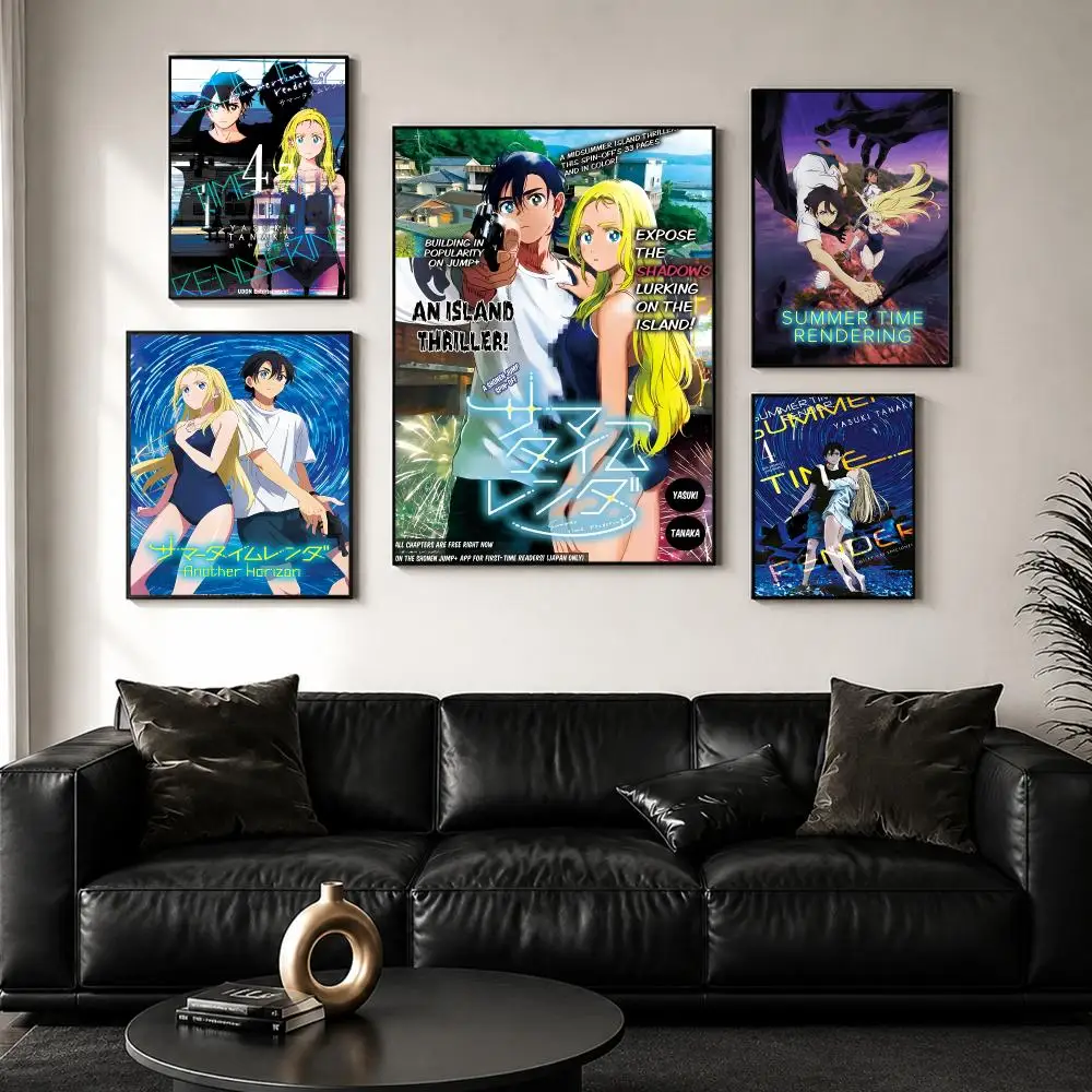 Anime S-Summer Time Rendering Poster High Quality Sticker Self Adhesive Wall Art for Bedroom Hallway Home Decor