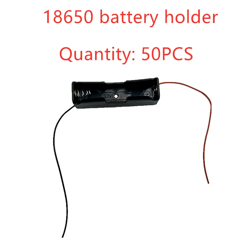 50PCS  1*18650 Battery Box 18650 Holder 18650 Series Battery Case With Wire Leads 3.7V Series Parallel Connection DIY