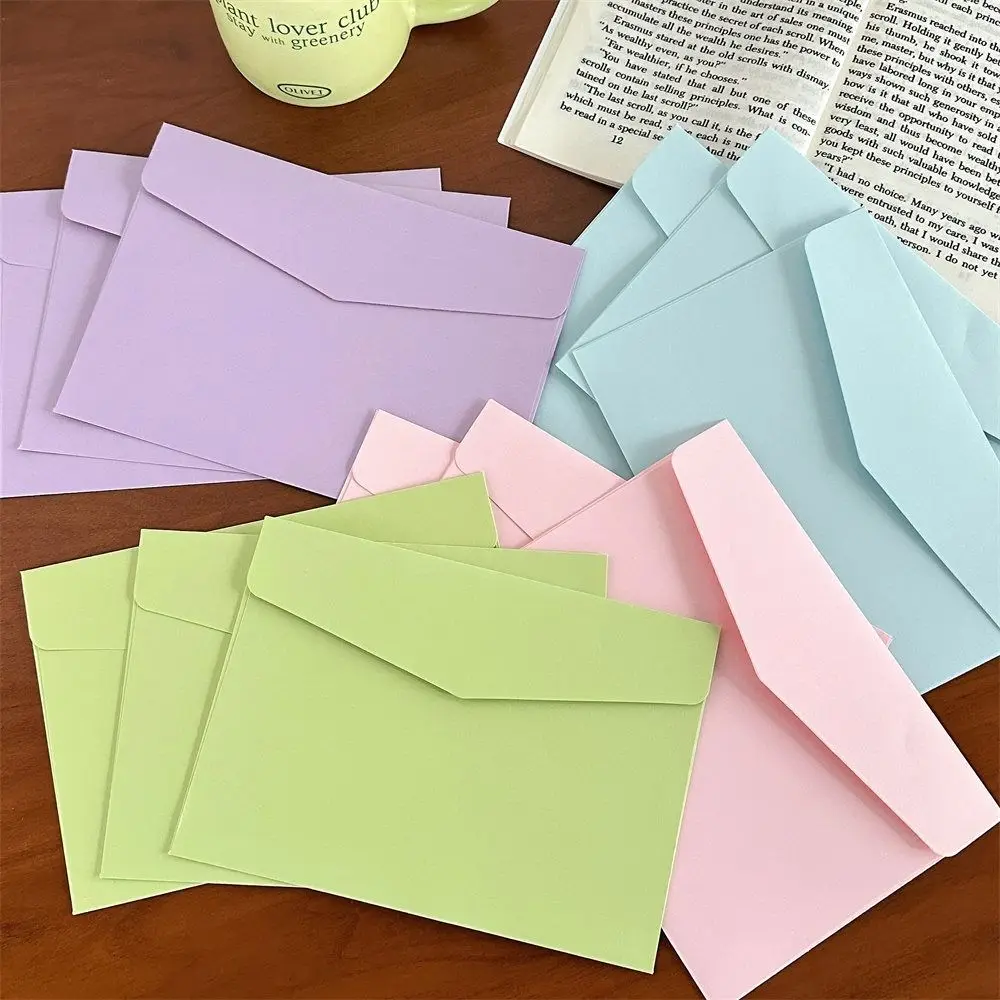 

5 Pcs Macaron Color Macaron Envelopes DIY Colorful Greeting Cards High Appearance Level Mini Packing Envelope Party