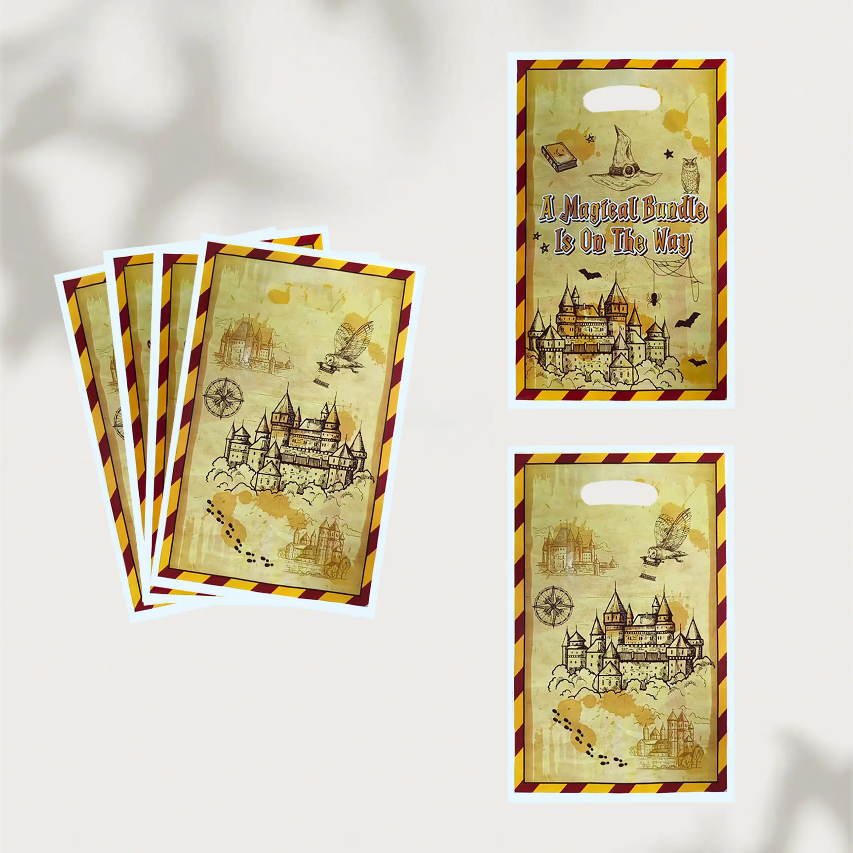 20Pcs/40Pcs Witch Hats, Castles, Owls, a Magical Bundle Is on the Way Lettering, Suitable for Gift Wrapping Bags for Birthdays and Holidays, Event and Party Supplies, Party Favor Bags. Small Gift Packaging Bags, Return Gift Bags, and Gift Bags Suitable for Birthdays, Holidays, Games, Parties, Celebrations, and Other Occasions. view 5