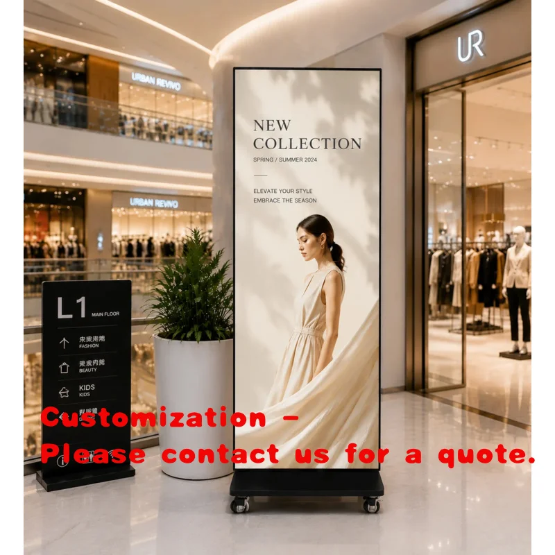 custom.Indoor P1.86 High-definition billboard folding poster with a mirrored LED Display Screen WIFI Mobile digital signa