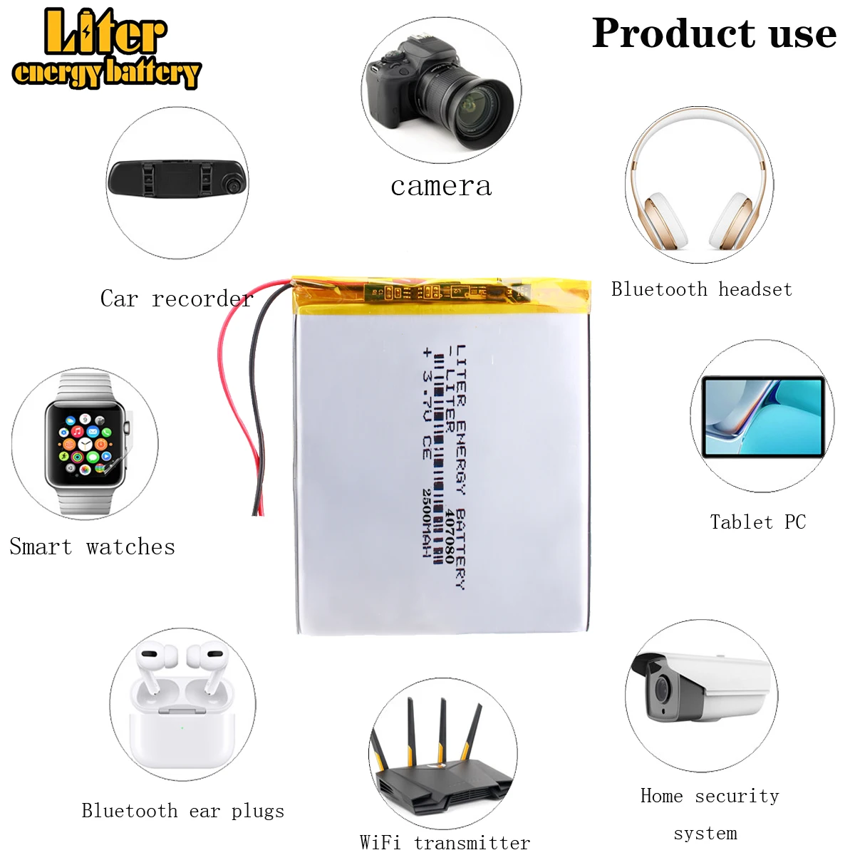 Liter energy battery 1pcs/lot Li-ion battery 407080 3.7v 2500mAh Lithium Polymer Battery For Mp3 7 inch 8 inch