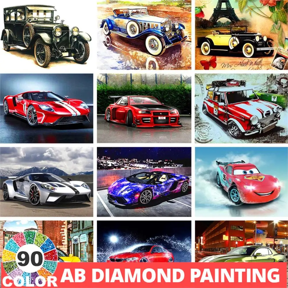 AB 90 Colors Diamond Painting 5D DIY Car Art Mosaic Picture Cross Stitch Kit Full Embroidery Beaded Home Decor Gifts Hobby