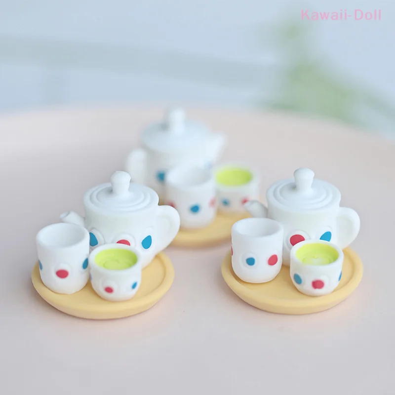 

4 Pcs Miniature Simulation Food Play Teapot Teacup Set Mini Soldier Hand-made Decoration Play House Scene Props Accessories