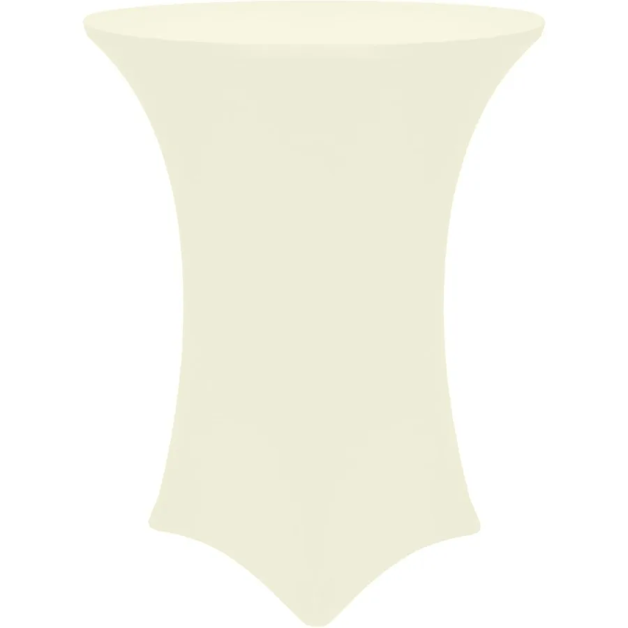 

2 Pack- 24-Inch Round Cocktail Spandex Fitted Stretch Elastic Tablecloth - Fits 42" High Tables, Ivory Cream