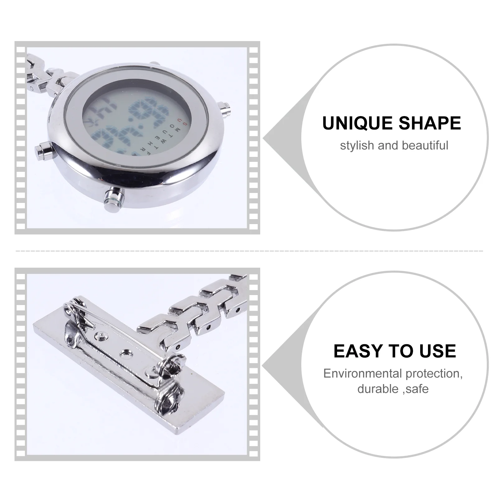 Mini Clip Watch Nurse Fob Table Digital Portable Silver Watchcase Material: Alloy Women Watches Pocket for