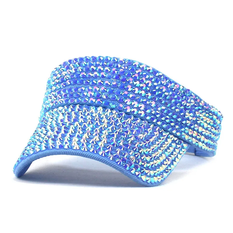 Summer Cotton Color Rhinestone Visors Adjustable Sun Protection Cap For Men and Women 05