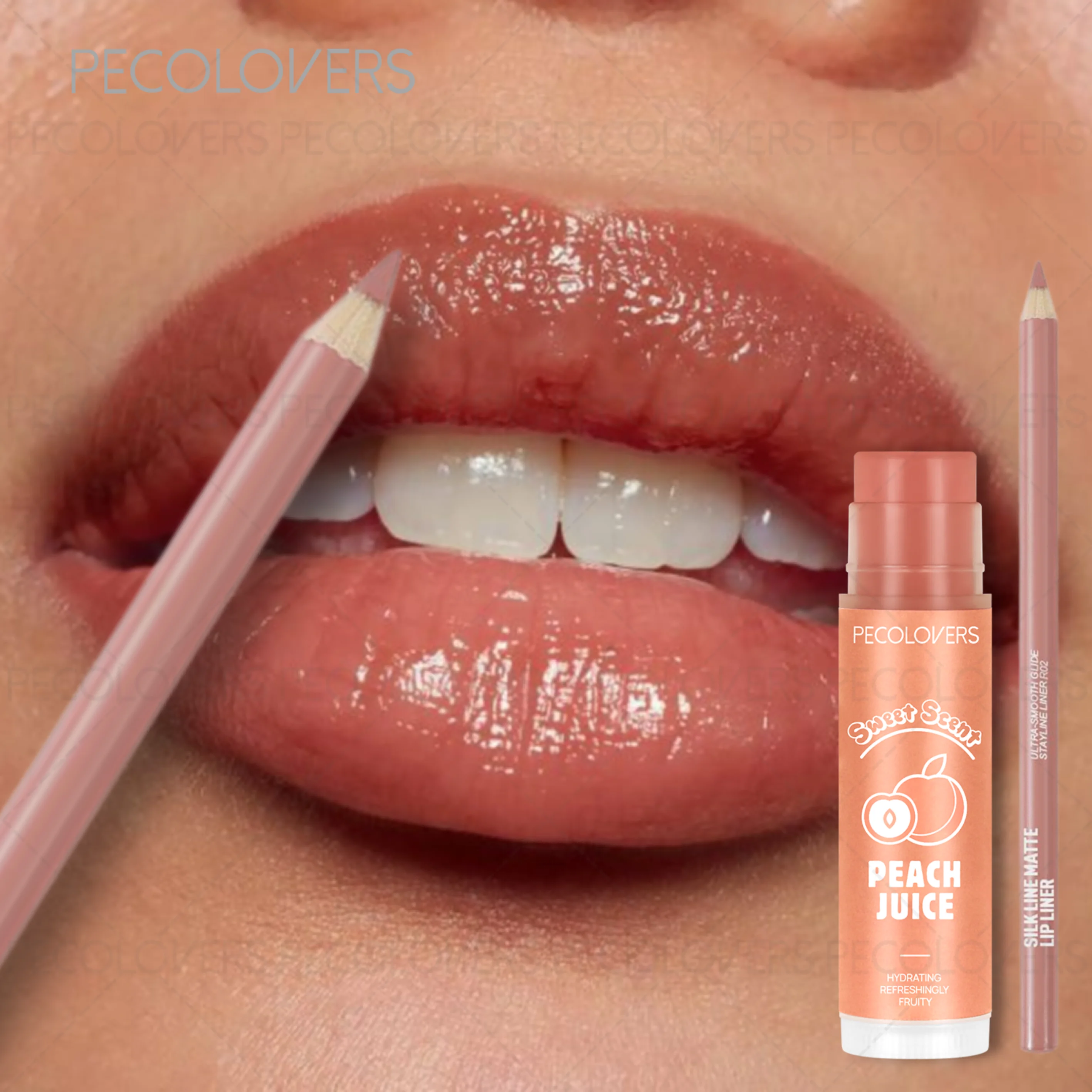 2개 세트 모이스춰라이징 립밤 & 매트 논스틱 컵 립라인, 롱래스팅 립, 2-in-1 매트 립 라이너 립스틱 펜