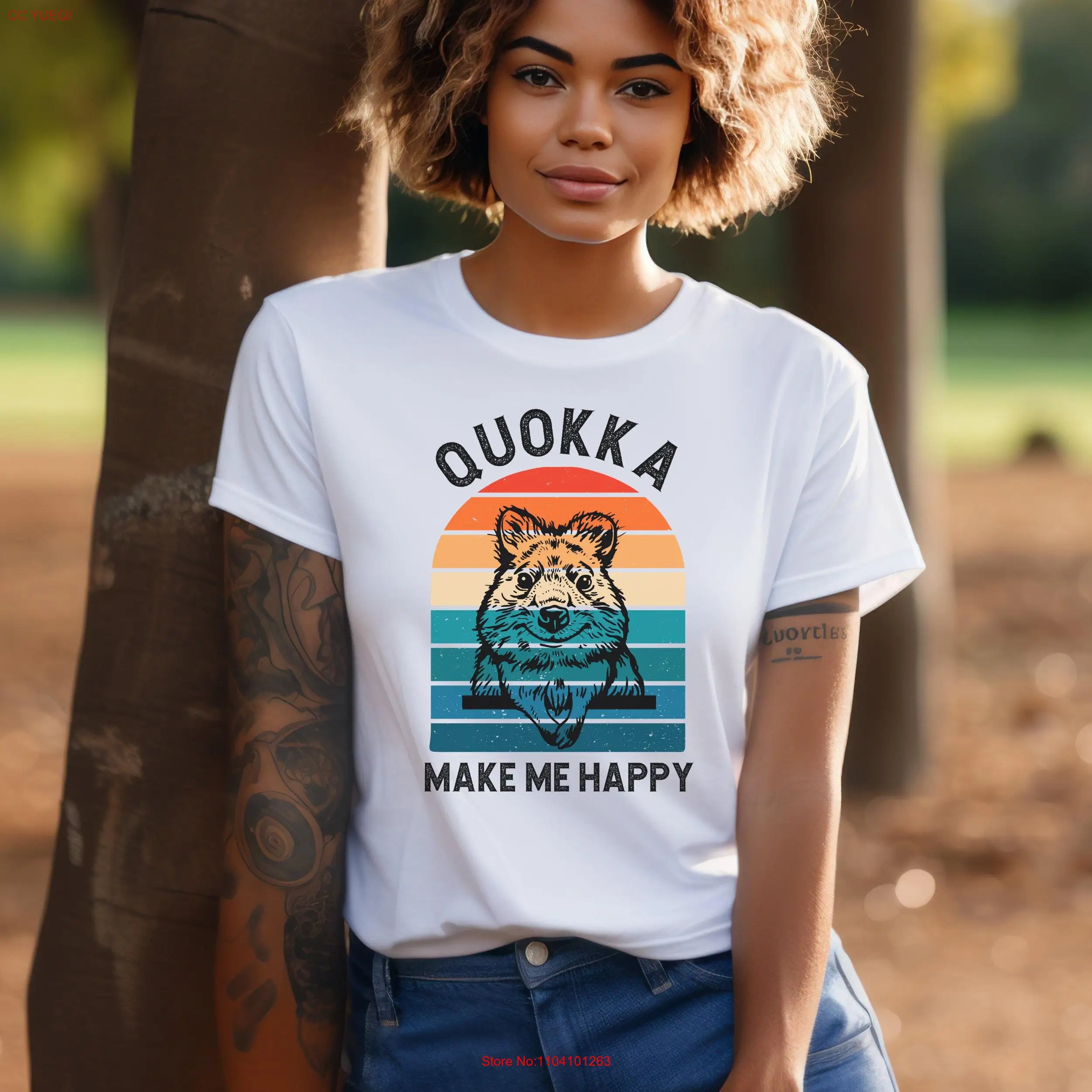 Quokka Retro SunseT T Shirt for men and women Cute Lover Wildlife s Australian long or short sleeves