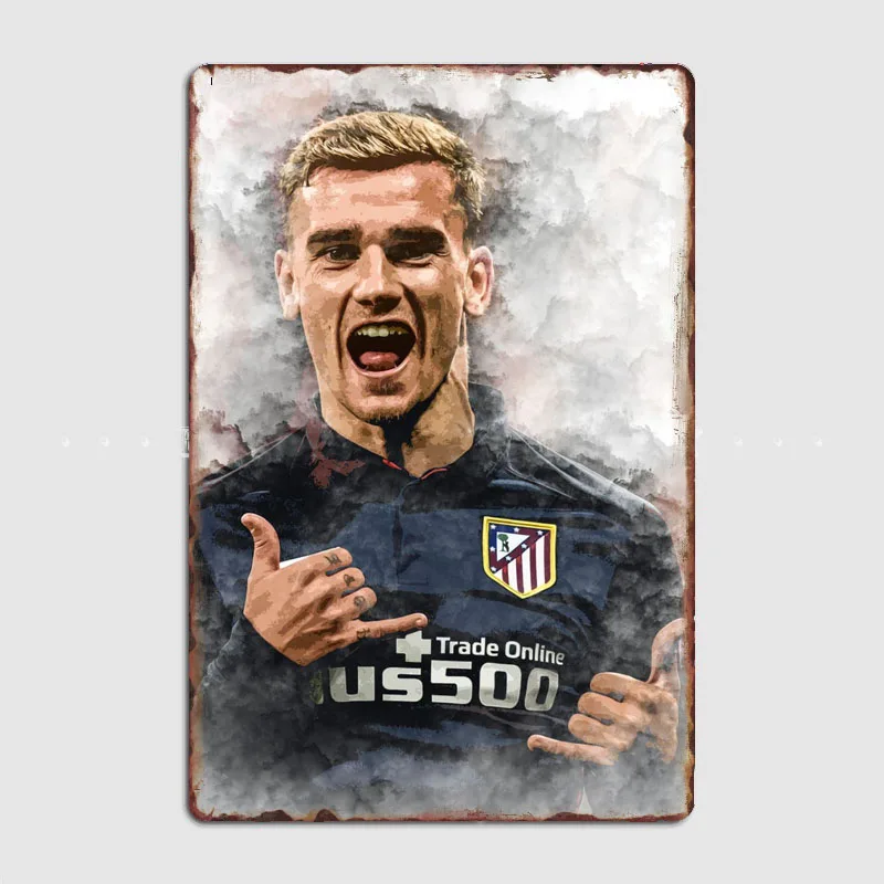 Antoine Griezmann Fußballspieler Poster Metallschild Fußballverein Benutzerdefinierte Bar Innenposter Heimwanddekoration Raumdekoration
