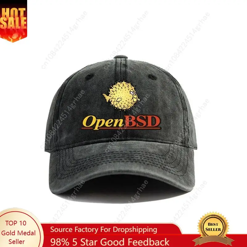 

OpenBSD Baseball Caps Distressed Hats Cap Men Women Retro Outdoor Summer Adjustable Hats Leisure Outdoor Sun Protection
